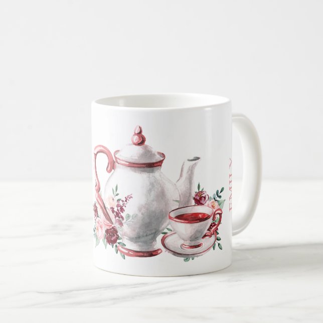 Floral Wedding Bridal Shower ParTea Favour  Coffee Mug (Front Right)