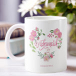 Floral Wedding Bridesmaid Coffee Mug<br><div class="desc">Soft pink watercolor flowers form a delicate wreath around the word “Bridesmaid, ” creating a light and romantic look for bridal party gifts. Personalize the mug with a name to make each one special for the wedding celebration or bachelorette party.</div>