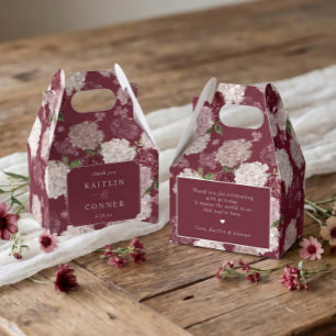 Floral Wedding Burgundy Hydrangea Thank You Favor Box