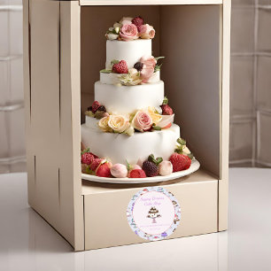 Floral Wedding Cake Pattern Bakery Classic Round Sticker
