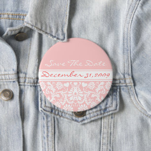 Floral Wedding Change to Any Colour 4 Inch Round Button
