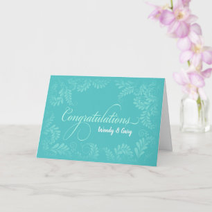 Floral Wedding Congratulations Card (Turquoise)