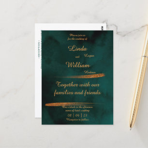 Floral Wedding Deep Sea Dark Green Watercolor  Postcard