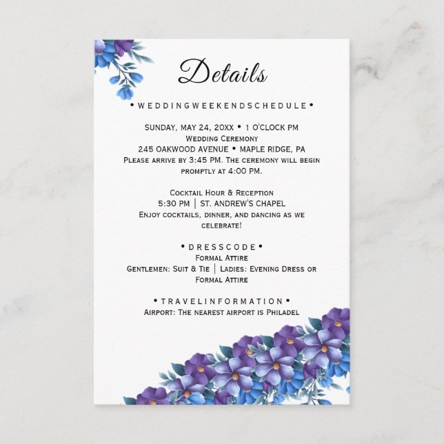 Floral Wedding Details Enclosure Card (Front)
