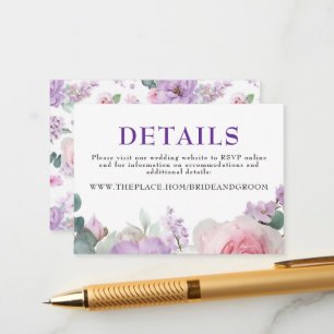 Floral Wedding Details Small Enclosure Card