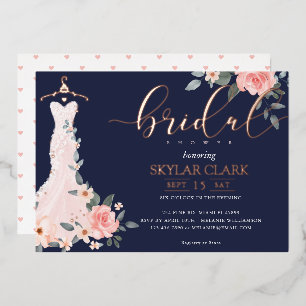 Floral Wedding Dress Navy Bridal Shower