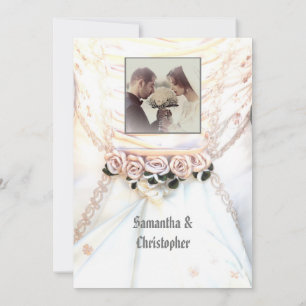 floral wedding dress photo invitation