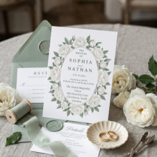 Floral Wedding Elegant Oval Frame Botanical Invitation