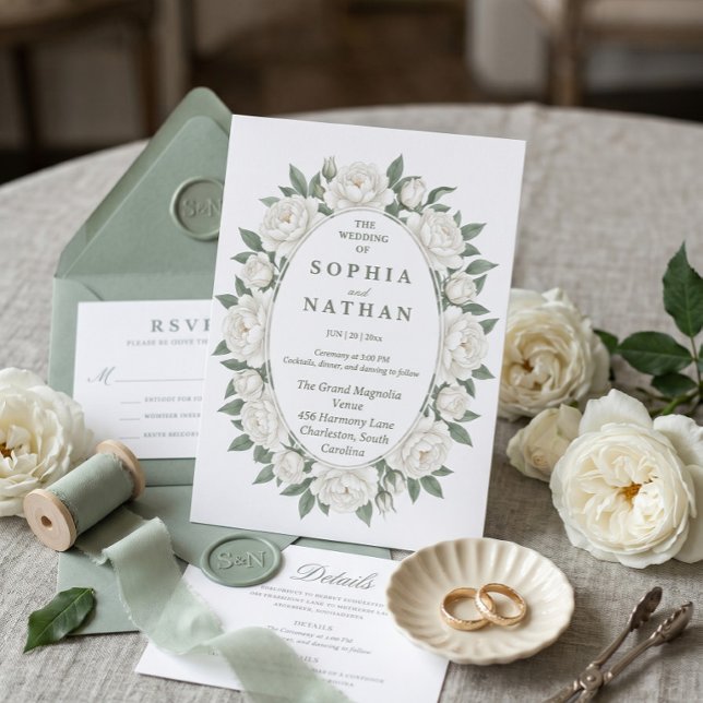 Floral Wedding Elegant Oval Frame Botanical Invitation (Creator Uploaded)