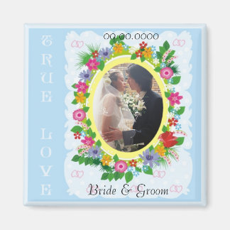 Floral Wedding, Engagement, Anniversary Frame Magnet