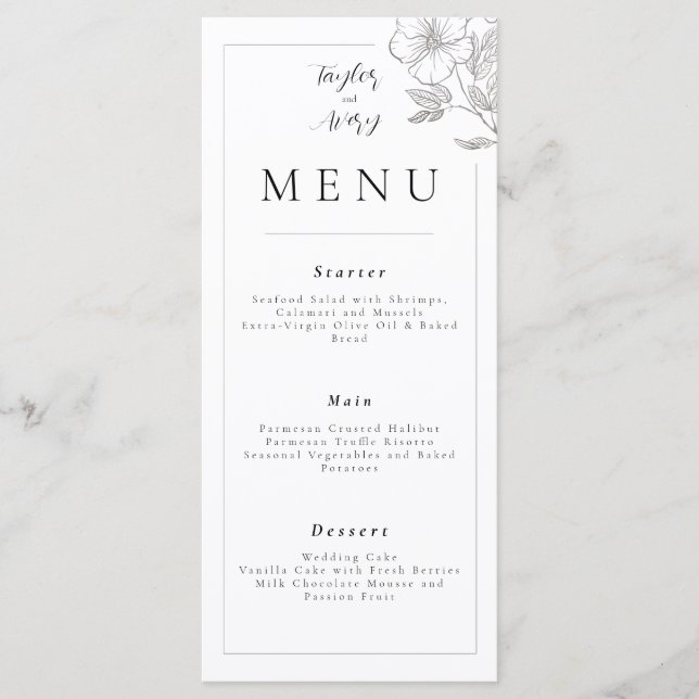 Floral Wedding/Event Menu  (Front)