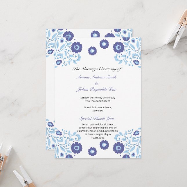 Floral Wedding Fan Program Template (Front/Back In Situ)