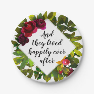 Floral Wedding Favour Happily Ever After Paper Plate