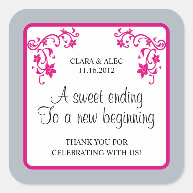 Floral Wedding Favour Sticker (Front)