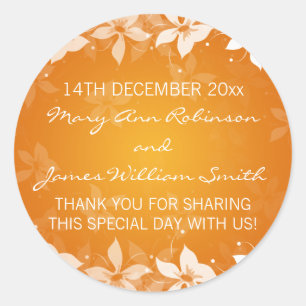 Floral Wedding Favour Tag Exotic Blooms Orange