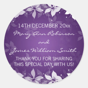 Floral Wedding Favour Tag Exotic Blooms Purple