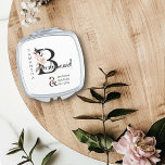 Floral Wedding Flower Letter Boho Bridesmaid Compact Mirror<br><div class="desc">Bridesmaid gift to personalize for your bridesmaid. Bridesmaid is lettered with neutral boho floral letters and handwritten script. You can also add the name of the bride and groom and their wedding date, which frames a co-ordinating floral ampersand. Lovely wedding party keepsake gift and perfect for a fall wedding, floral...</div>