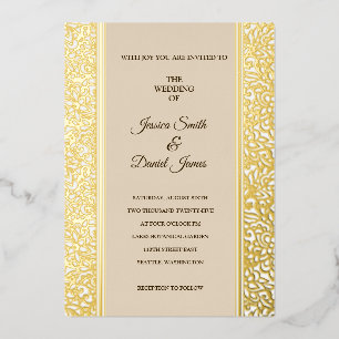 Floral Wedding  Foil Invitation