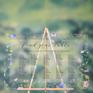 Floral Wedding Frame Seating Chart Alphabetized.