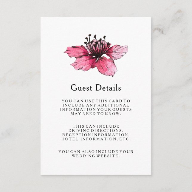 Floral Wedding Guest Details Enclosure Card (Front)
