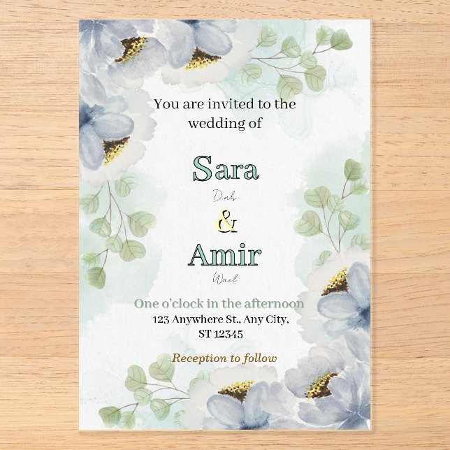 Floral wedding Invitation  (Recto)