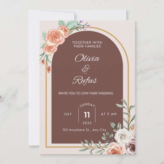 Floral wedding invitation  (Front)