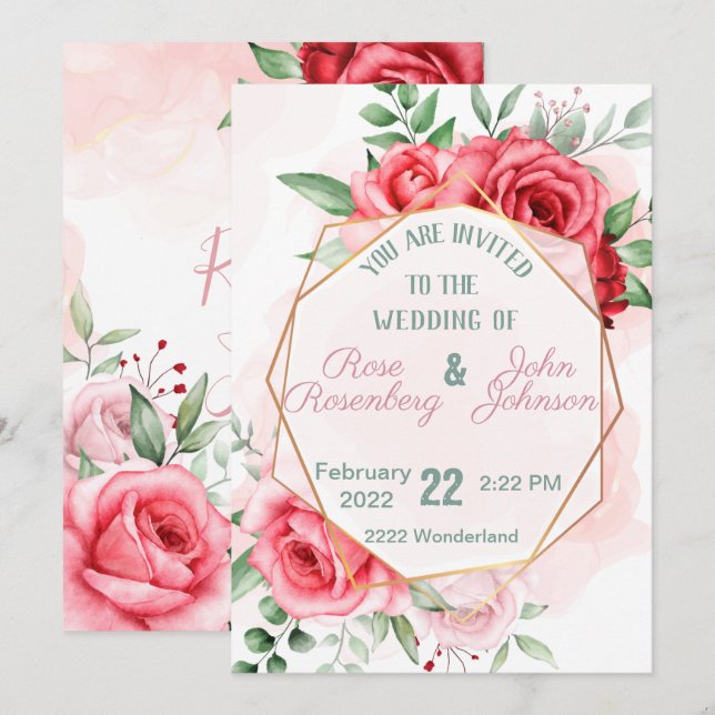Floral Wedding Invitation (Front/Back)