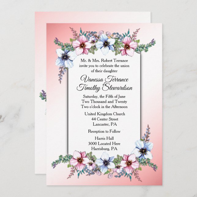 Floral Wedding Invitation (Front/Back)