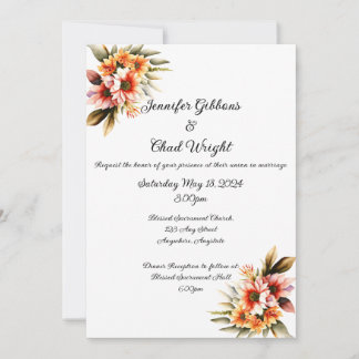 Floral Wedding Invitation, 5x7"  Invitation