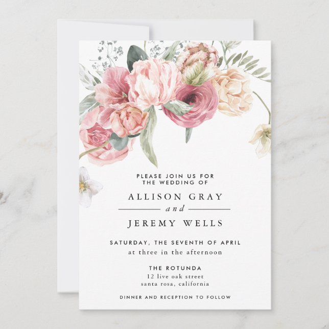 Floral Wedding Invitation | Annabeth (Front)