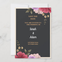 Floral wedding invitation card