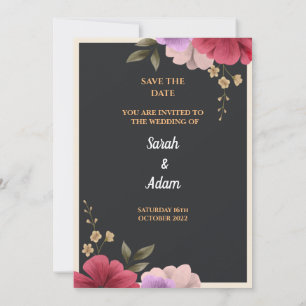 Floral wedding invitation card