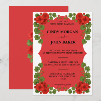 Floral Wedding Invitation Card - Geranium