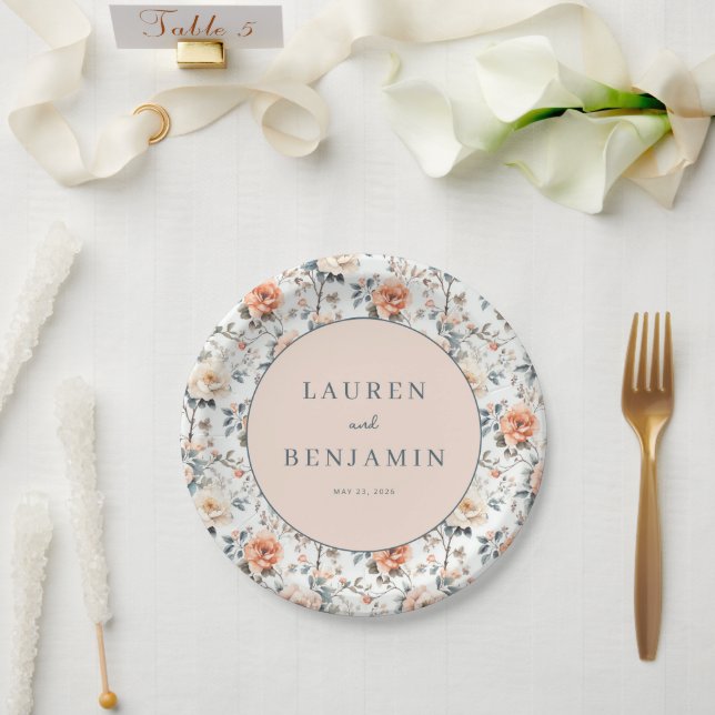Floral Wedding Invitation Design Paper Plate (Wedding)