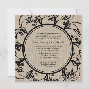 Floral Wedding Invitation on burlap