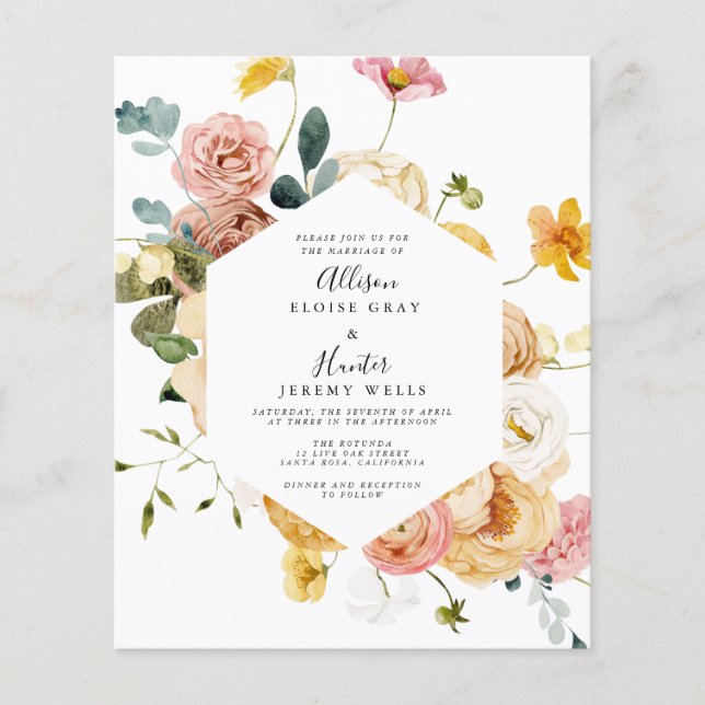 Floral Wedding Invitation | Sutton (Front)