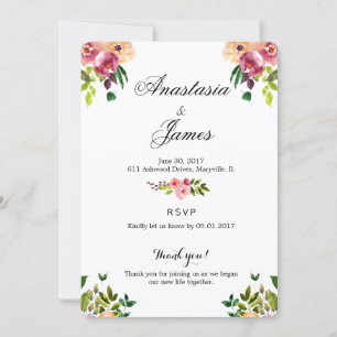 Floral Wedding Invitation - Watercolor Flowers