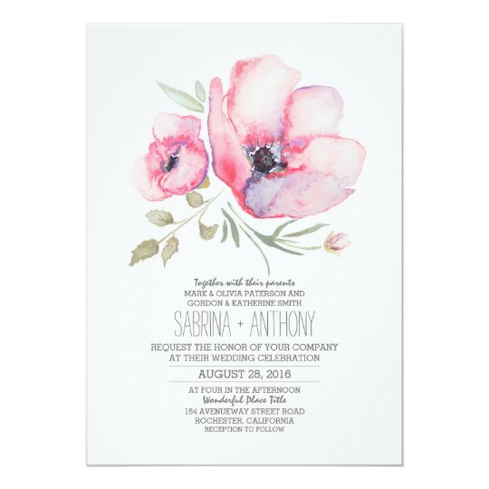 Floral Wedding Invitation - Watercolor Flowers