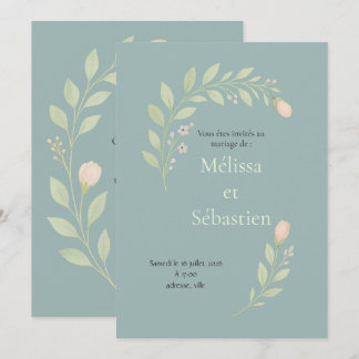 Floral wedding invitation, wildflowers invitation