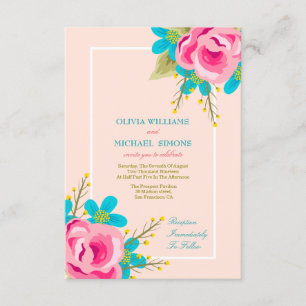 Floral wedding invitation with flowers