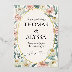 Floral Wedding Invitation with foil detail