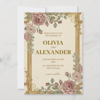 Floral Wedding Invitations Vintage Classic