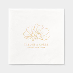 Floral Wedding Line Art Foil Napkins