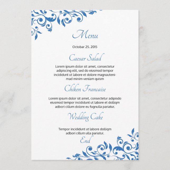 Floral Wedding Menu Card (Front)