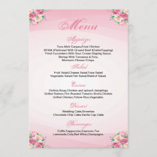 Floral Wedding Menu Card