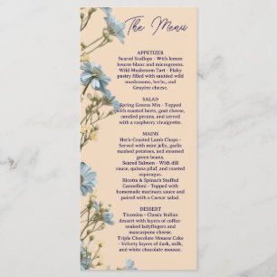 Floral Wedding Menu, Minimalist Menu, Elegant Menu