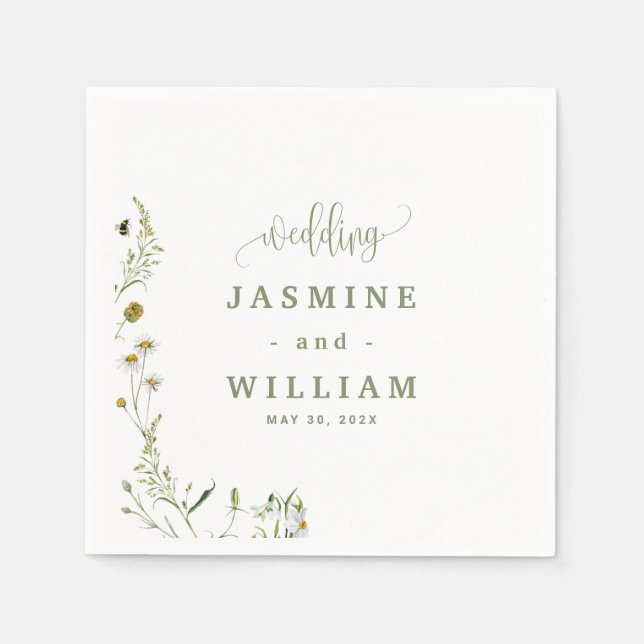 Floral Wedding Napkin (Front)