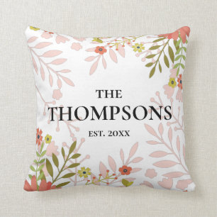 Floral Wedding or Anniversary Gift Throw Pillow
