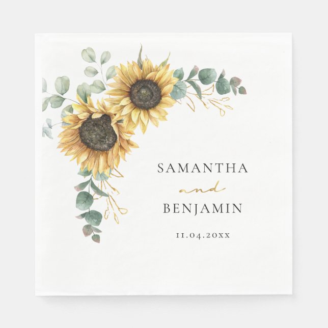 Floral Wedding Party Paper Napkin (Front)