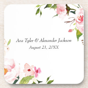 Floral Wedding personalized plastic Coaster